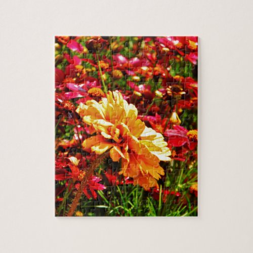 Yellow and Bright Pink Wild Flowers Jigsaw Puzzle