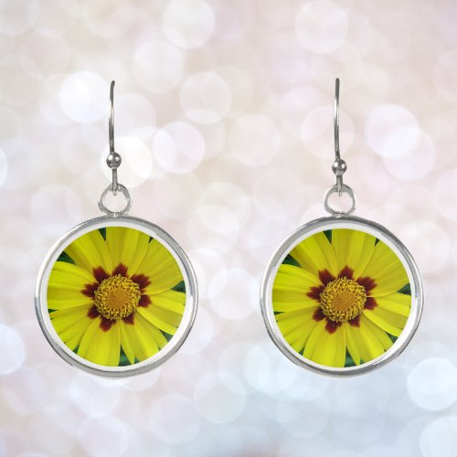 Yellow and Bronze Coreopsis Floral Earrings