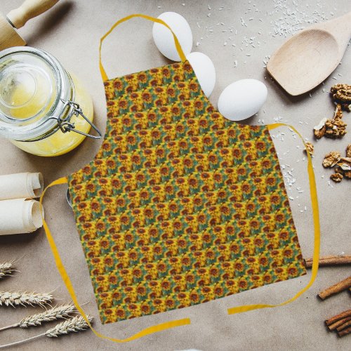 Yellow and Bronze Rudbeckias Floral Pattern Apron