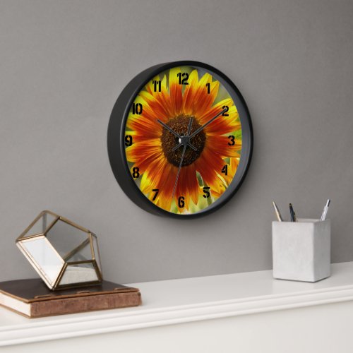 Yellow and Bronze Sunflower Floral Clock