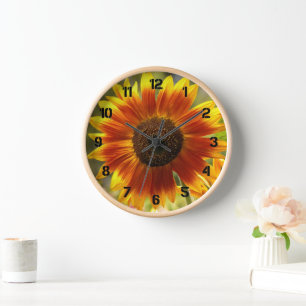 Yellow and Bronze Sunflower Floral Clock