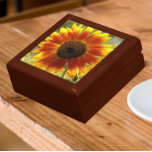 Yellow and Bronze Sunflower Floral Gift Box<br><div class="desc">Store trinkets,  jewelry and other small keepsakes in this wooden gift box with ceramic tile that features the photo image of a yellow and bronze colored Sunflower. A lovely,  floral design! Select your gift box size and color.</div>