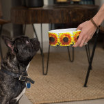 Yellow and Bronze Sunflower Floral Pattern<br><div class="desc">Ceramic pet food bowl for your cat or dog that features the photo image of a yellow and bronze colored Sunflower bloom and printed in a repeating pattern. A lovely,  floral design! Select your pet bowl size.</div>