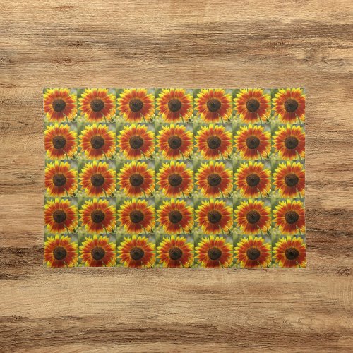 Yellow and Bronze Sunflower Floral Pattern Cloth Placemat