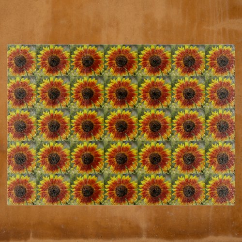 Yellow and Bronze Sunflower Floral Pattern Cutting Board