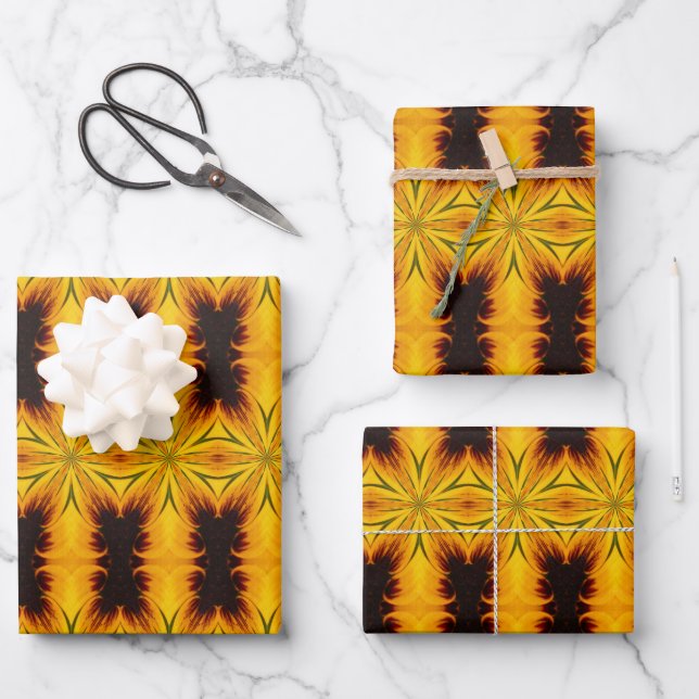 Yellow And Brown Abstract Shapes Design  Wrapping Paper Sheets (Front)