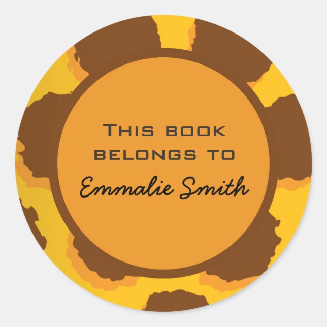 Yellow and Brown Animal Print Bookplate (Front)