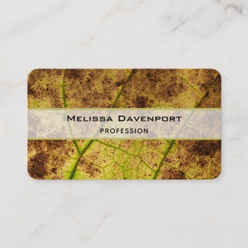 Yellow and Brown Autumn Macro Leaf Business Card