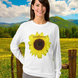 Yellow and Brown Big Bright Sunflower Photographic T-Shirt