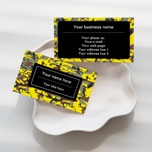 Yellow and Brown Camo, Camouflage, Military, Army Business Card