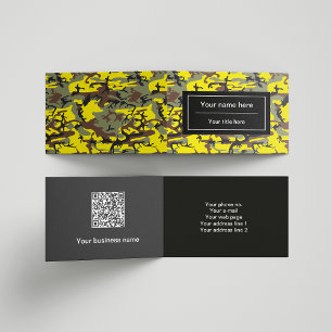 Yellow and Brown Camo, Camouflage, Military, Army Business Card