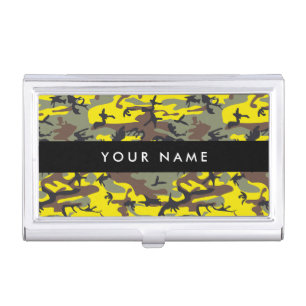 Yellow and Brown Camo, Camouflage, Military, Army Business Card Case