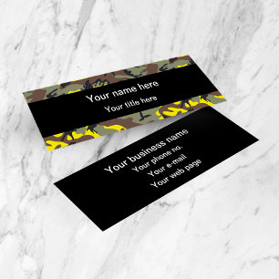 Yellow and Brown Camo, Camouflage, Military, Army Mini Business Card