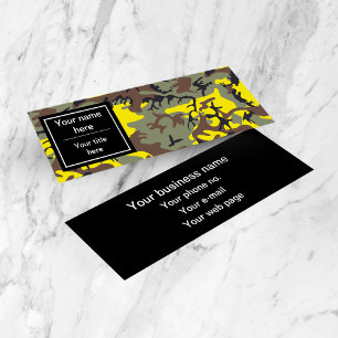 Yellow and Brown Camo, Camouflage, Military, Army Mini Business Card