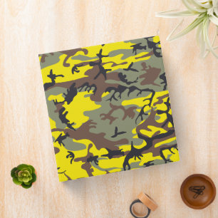 Yellow and Brown Camouflage, Military, Army 3 Ring Binder