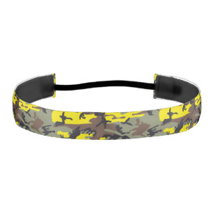Yellow and Brown Camouflage, Military, Army Athletic Headband