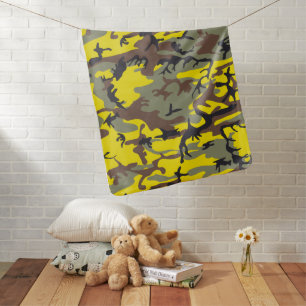 Yellow and Brown Camouflage, Military, Army Baby Blanket