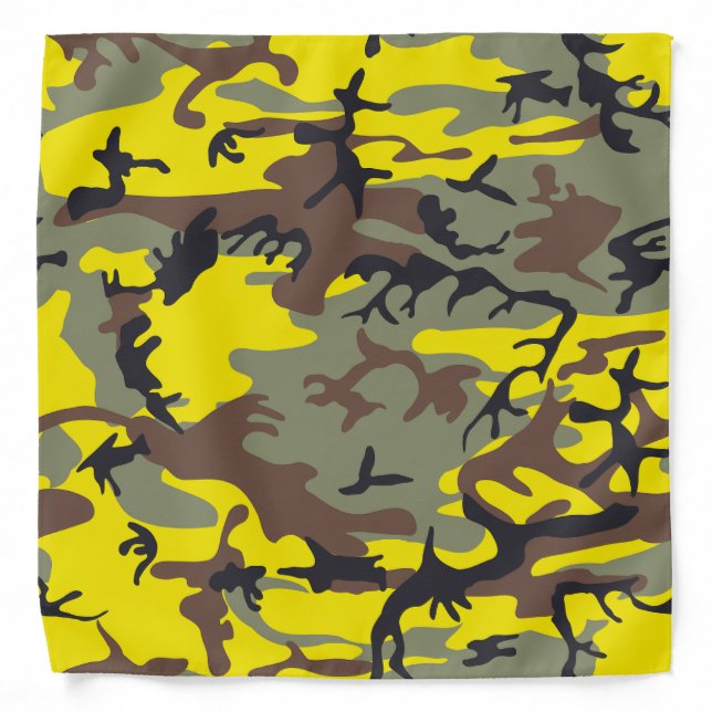 Yellow and Brown Camouflage, Military, Army Bandana (Front)