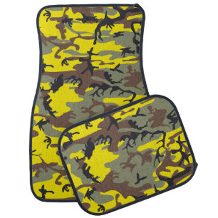 Yellow and Brown Camouflage, Military, Army Car Floor Mat