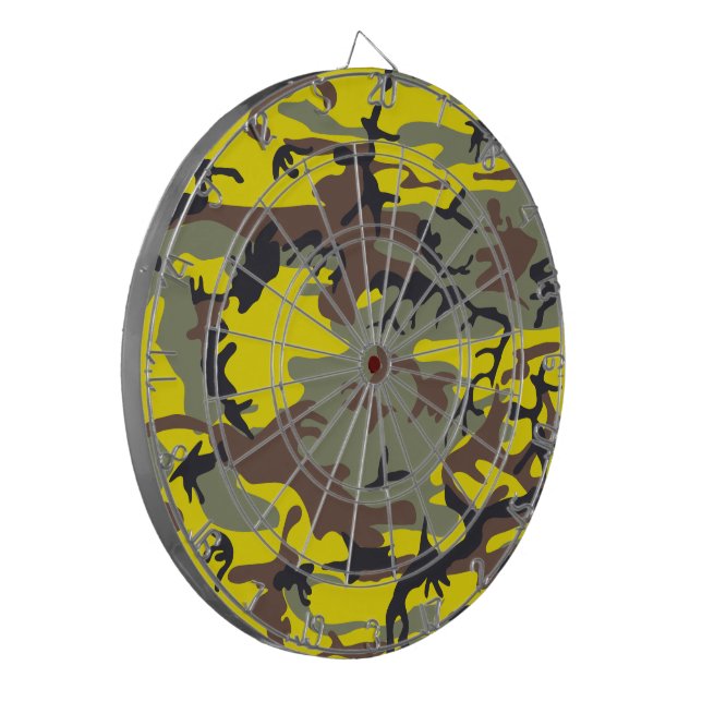 Yellow and Brown Camouflage, Military, Army Dart Board (Front Left)