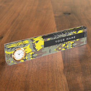 Yellow and Brown Camouflage, Military, Army Desk Name Plate