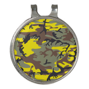 Yellow and Brown Camouflage, Military, Army Golf Hat Clip