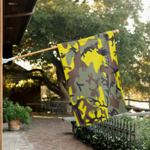 Yellow and Brown Camouflage, Military, Army House Flag