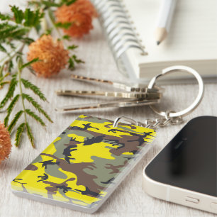 Yellow and Brown Camouflage, Military, Army Keychain