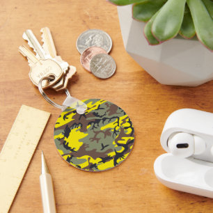 Yellow and Brown Camouflage, Military, Army Keychain
