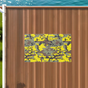 Yellow and Brown Camouflage, Military, Army Outdoor Rug