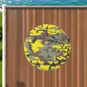 Yellow and Brown Camouflage, Military, Army Outdoor Rug
