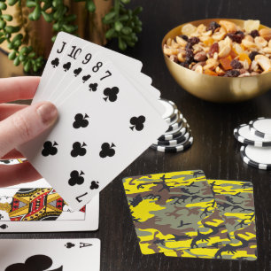 Yellow and Brown Camouflage, Military, Army Poker Cards