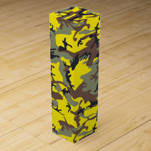 Yellow and Brown Camouflage, Military, Army Wine Box