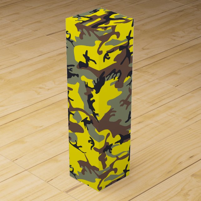 Yellow and Brown Camouflage, Military, Army Wine Box (Front)