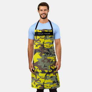 Yellow and Brown Camouflage Your name Personalize Apron