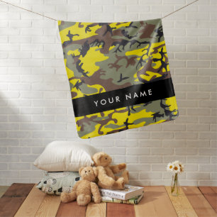Yellow and Brown Camouflage Your name Personalize Baby Blanket