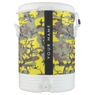 Yellow and Brown Camouflage Your name Personalize Beverage Cooler
