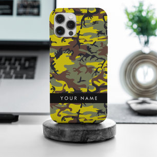 Yellow and Brown Camouflage Your name Personalize iPhone 15 Pro Max Case