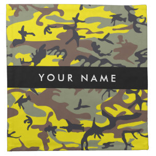 Yellow and Brown Camouflage Your name Personalize Cloth Napkin