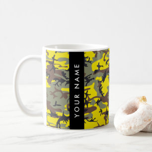 Yellow and Brown Camouflage Your name Personalize Coffee Mug