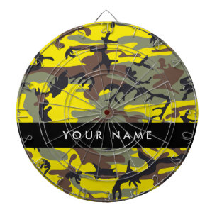 Yellow and Brown Camouflage Your name Personalize Dart Board