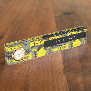 Yellow and Brown Camouflage Your name Personalize Desk Name Plate