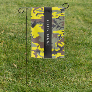 Yellow and Brown Camouflage Your name Personalize Garden Flag