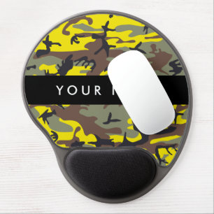 Yellow and Brown Camouflage Your name Personalize Gel Mouse Pad