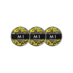Yellow and Brown Camouflage Your name Personalize Golf Ball Marker