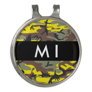 Yellow and Brown Camouflage Your name Personalize Golf Hat Clip