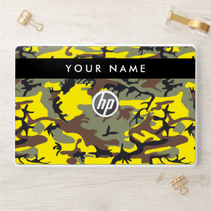 Yellow and Brown Camouflage Your name Personalize HP Laptop Skin