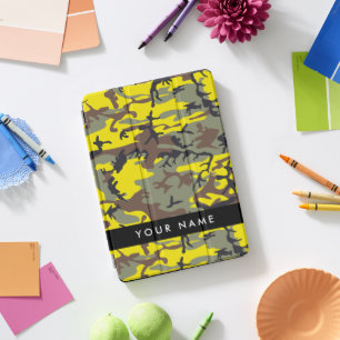 Yellow and Brown Camouflage Your name Personalize iPad Pro Cover