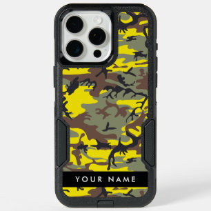 Yellow and Brown Camouflage Your name Personalize iPhone 15 Pro Max Case