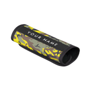 Yellow and Brown Camouflage Your name Personalize Luggage Handle Wrap